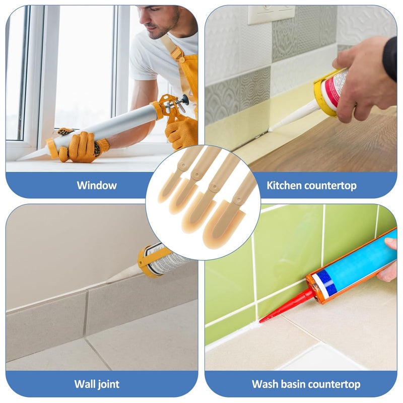 OKYMOTOR 8Pcs Caulking Silicone Sealant Finishing Tool, 4 Sizes Rubber Caulking Tool Set, Multifunctional Caulking Remover/Smoothing Tool Applicator for Tiles Brick Kitchen Bathroom - Image 4